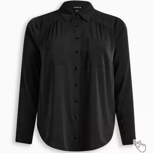 Torrid Madison Crepe De Chine Button-Front Long Sleeve Shirt Plus Size